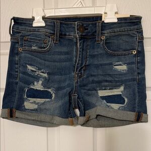 American Eagle Outfitters Blue Distressed Jean Shorts